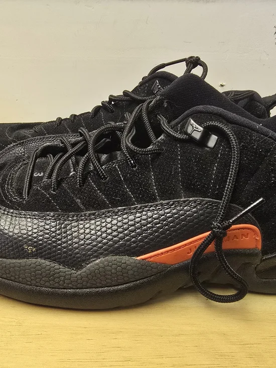 Jordan Air Jordan 12 Retro Men's Athletic Shoes Black with Small Red Accents - Picture 3 of 11